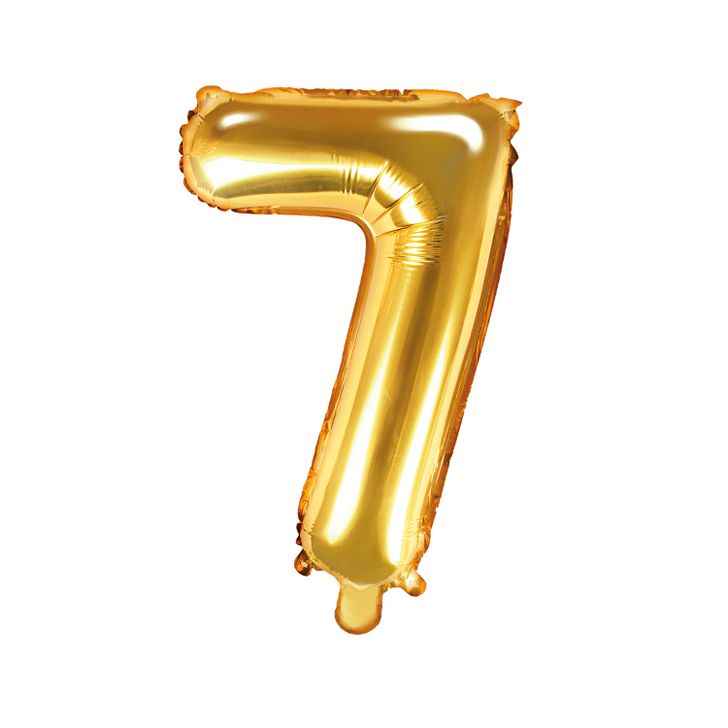 Balón PartyDeco - Číslo 7 (zlatý) 35cm