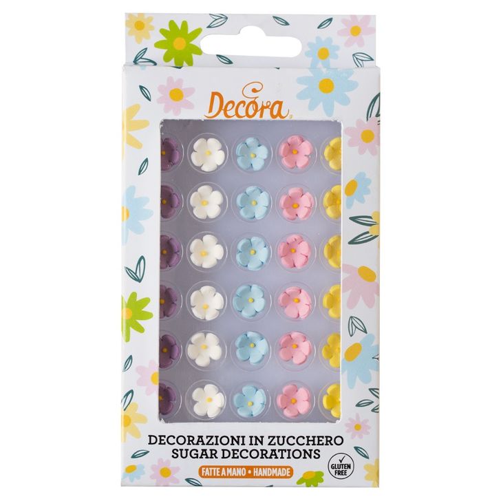 Jedlá dekorácia Decora z cukru - Kvietky mini farebné (30ks)