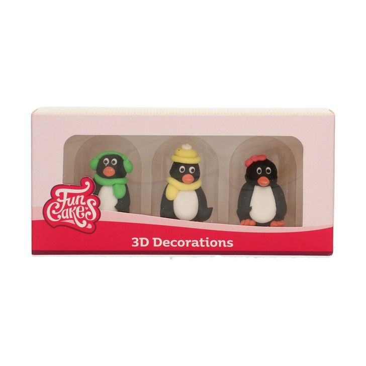 Jedlá dekorácia FunCakes z cukru - 3D Tučniaky 3ks