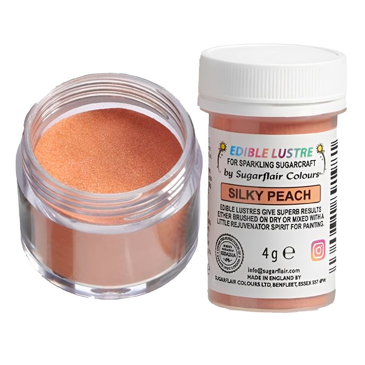 Jedlá prachová perleťová farba Sugarflair - Silky Peach 4g