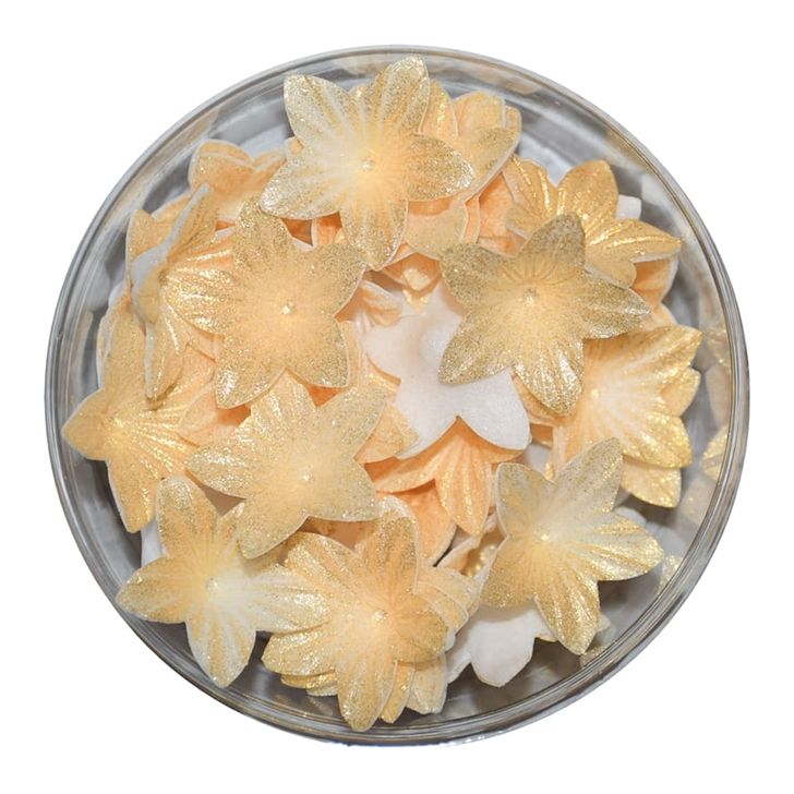 Jedlé oblátkové kvety - Mini svetlozlaté (50ks)