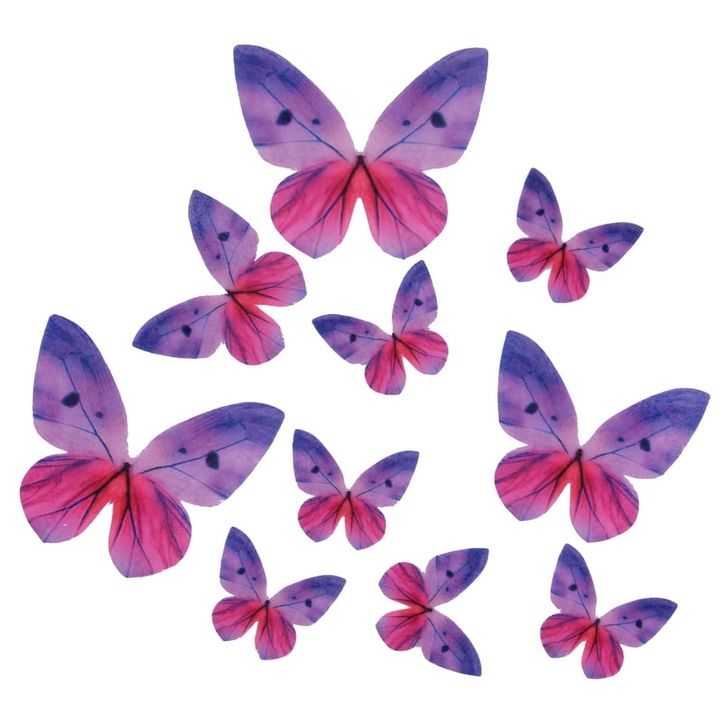 Jedlé oblátkové motýle - Fialovo-ružové (10ks)