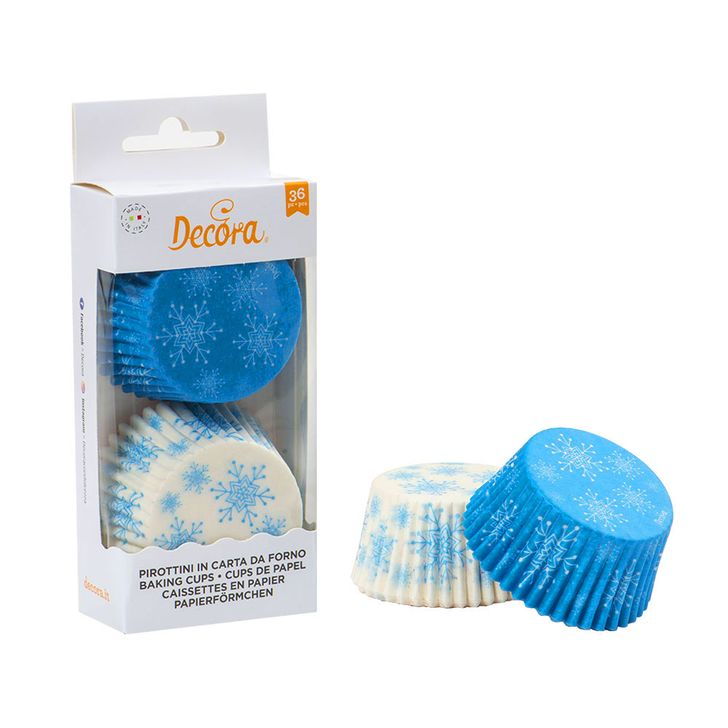 Košíčky na muffiny Decora - Vločky modro-biele (36ks)