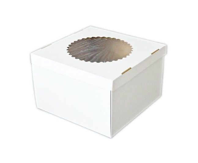Krabica tortová s okienkom 25x25x15cm - Biela