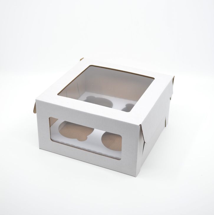 Krabička na cupcakes s okienkom 180x180x100mm - biela