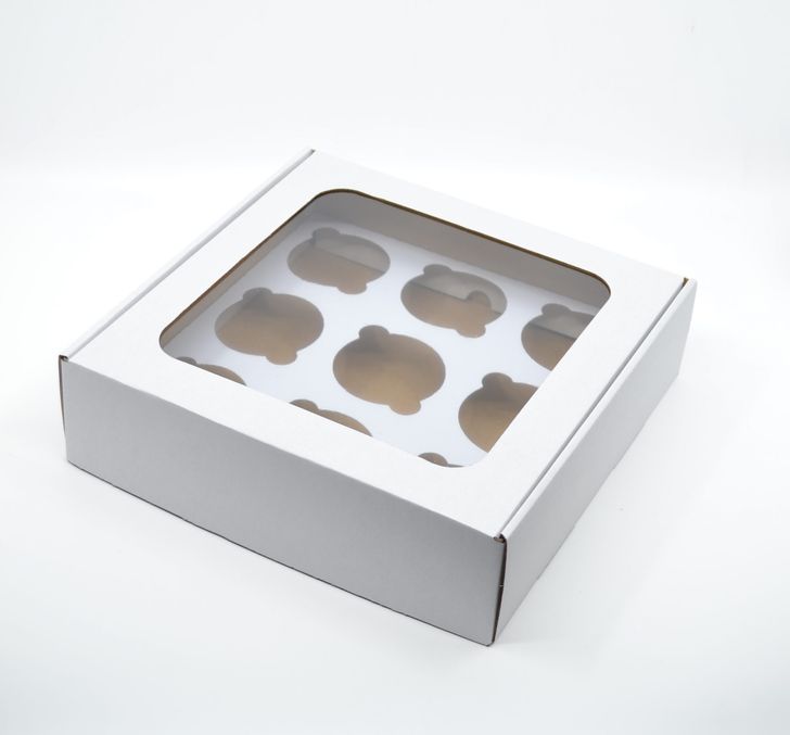 Krabička na cupcakes s okienkom 250x250x70mm - biela