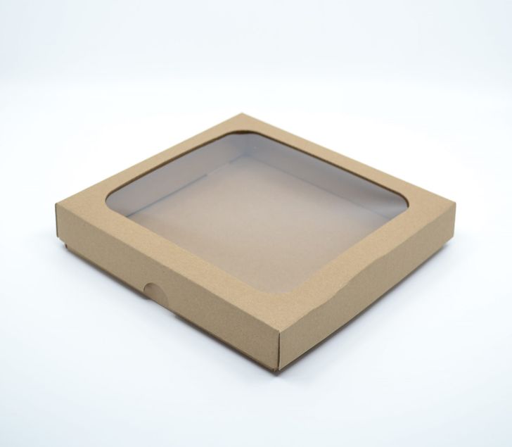 Krabička s okienkom 150x150x35mm - hnedá