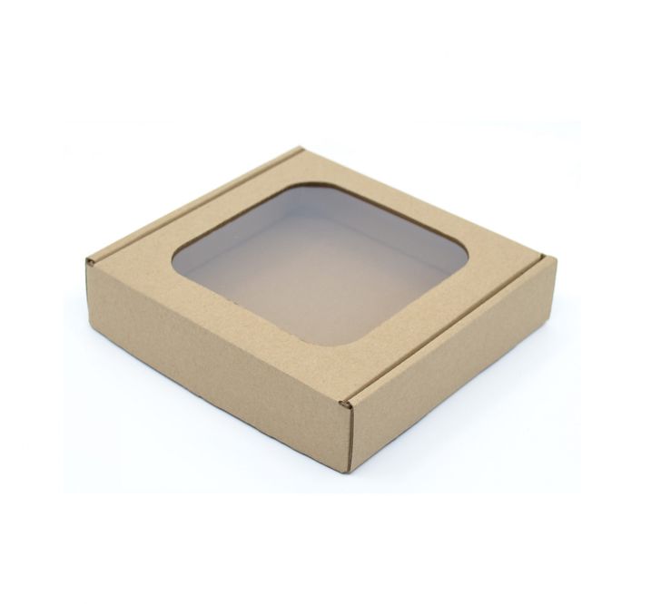 Krabička s okienkom 150x150x35mm - hnedá (jednodielna)
