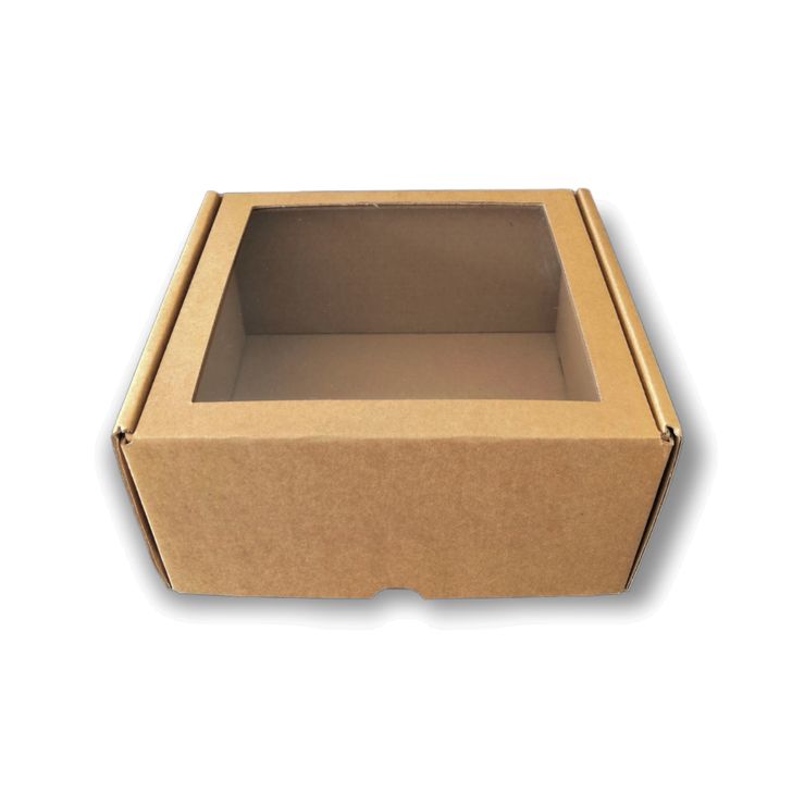 Krabička s okienkom 16x16x8cm - hnedá