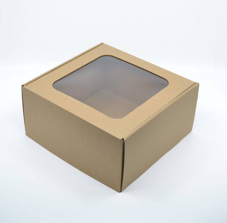 Krabička s okienkom 220x220x110mm - hnedá