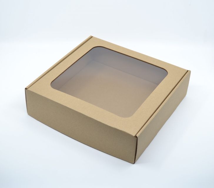 Krabička s okienkom 250x250x70mm - hnedá