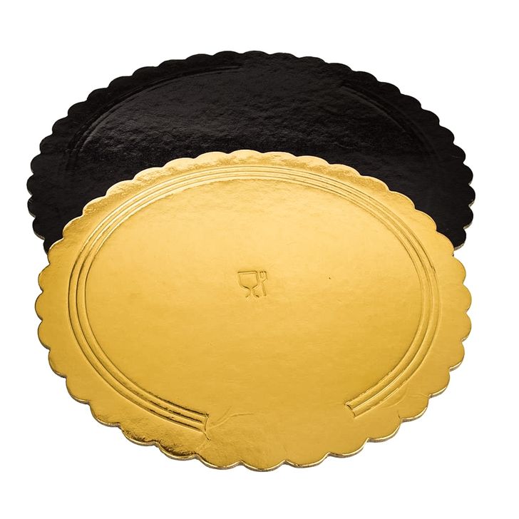 Podnos obojstranný zlato-čierny hrubý kruh – Ø 26cm