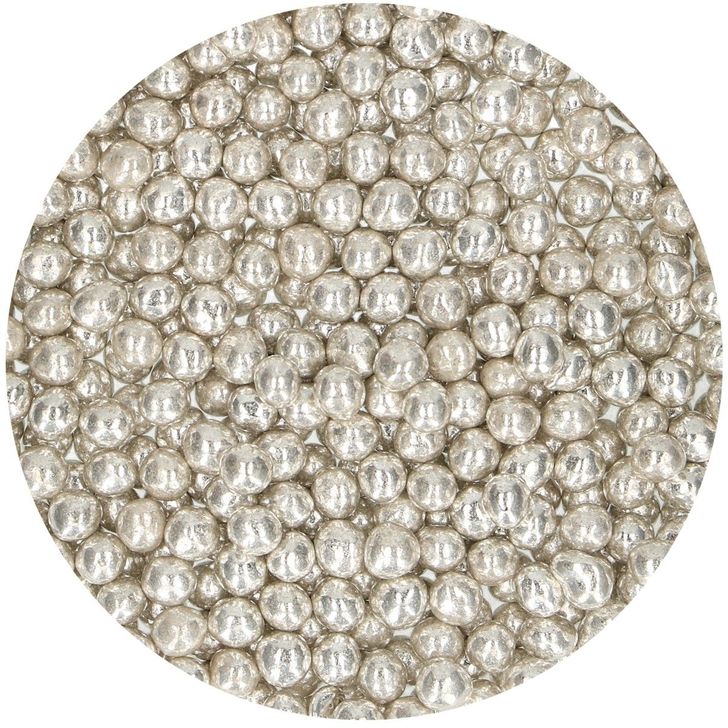 Posyp FunCakes - Jemné perličky metalické strieborné (Soft Pearls Metallic Silver) 55g