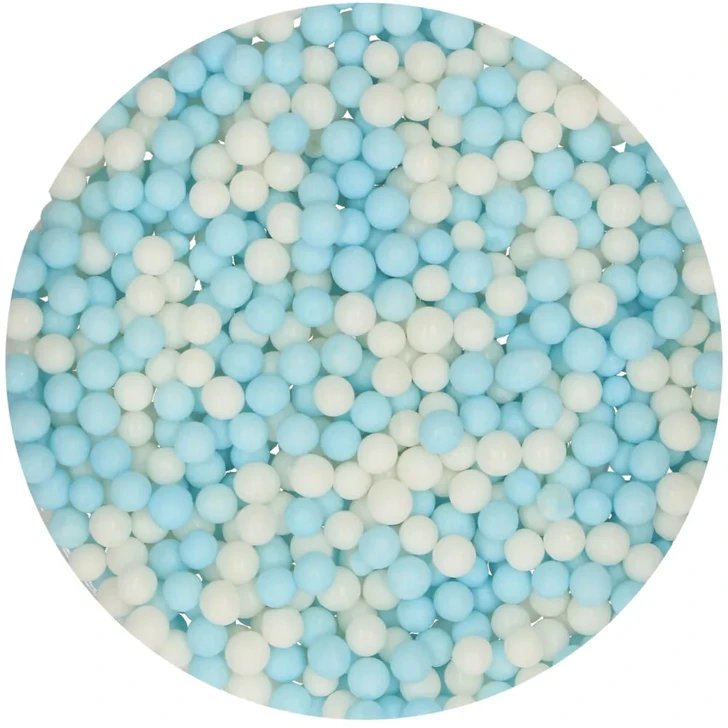 Posyp FunCakes - Jemné perličky modro-biele (Soft Blue/White) 60g