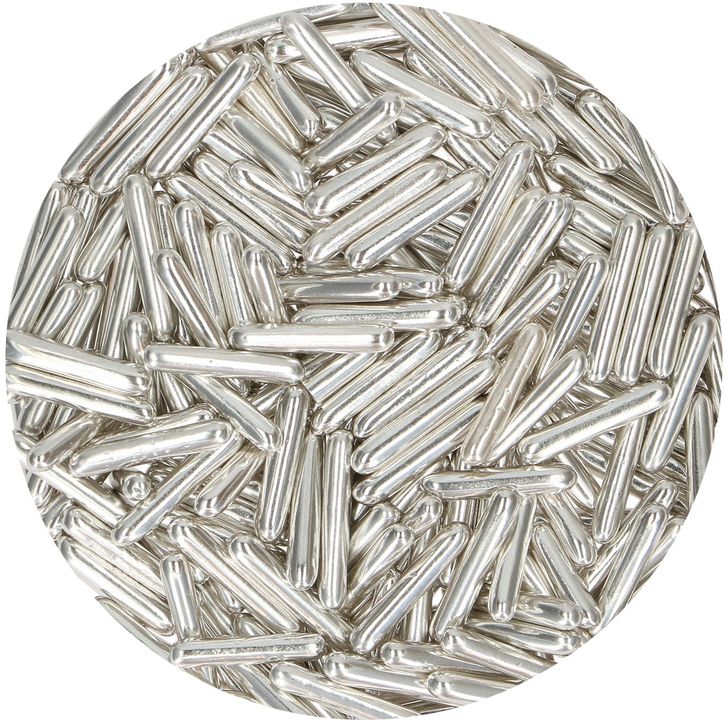 Posyp FunCakes - Metalické tyčinky strieborné (Silver) 70g