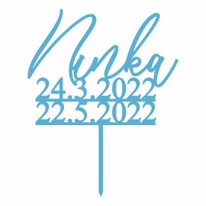 Zápich - Meno a dva dátumy typ 3 - Modrá zrkadlová