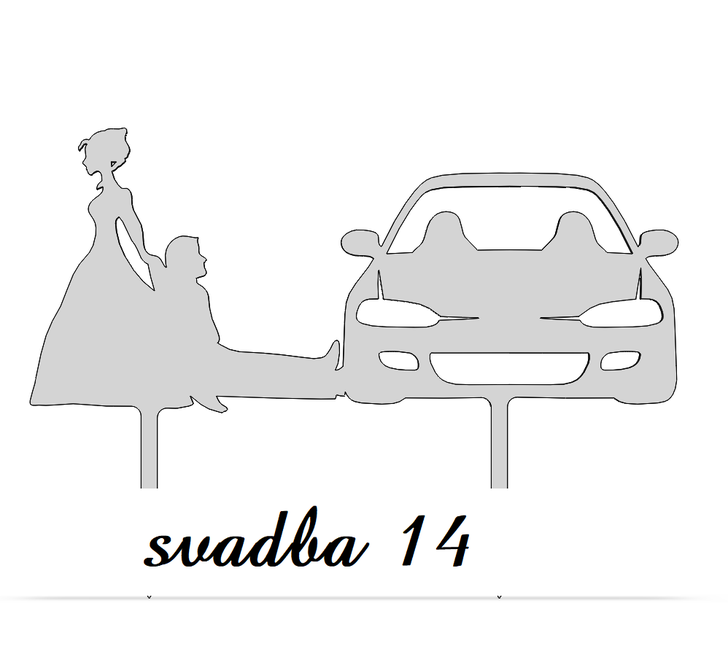 Zápich Silueta nevesty a ženícha s autom
