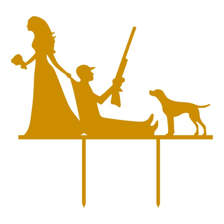 Zápich - Svadobný pár poľovník so psom