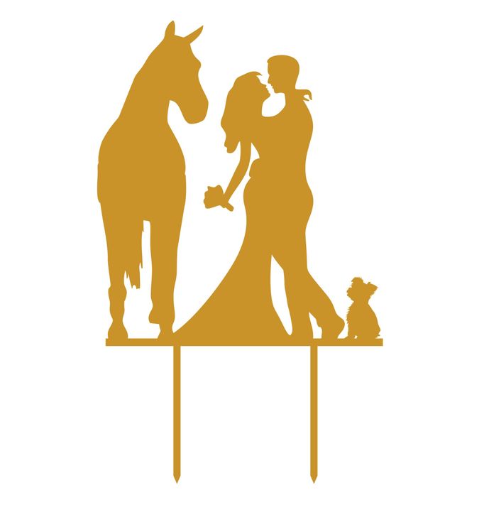 Zápich - Svadobný pár so psíkom a koňom